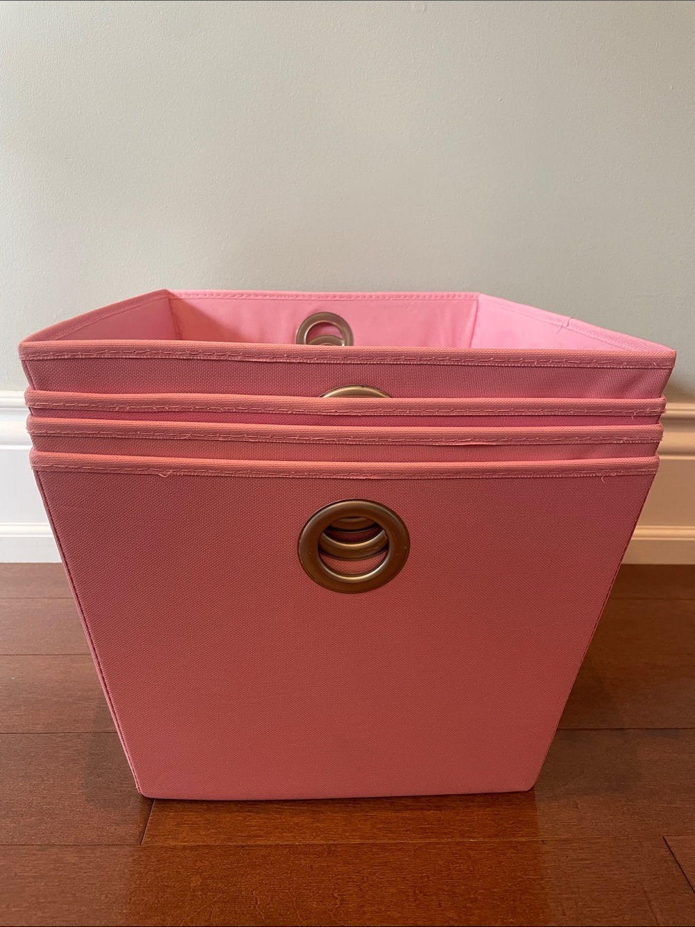 Pink Fabric Storage Bins with Metal Grommet - Brand Unspecified